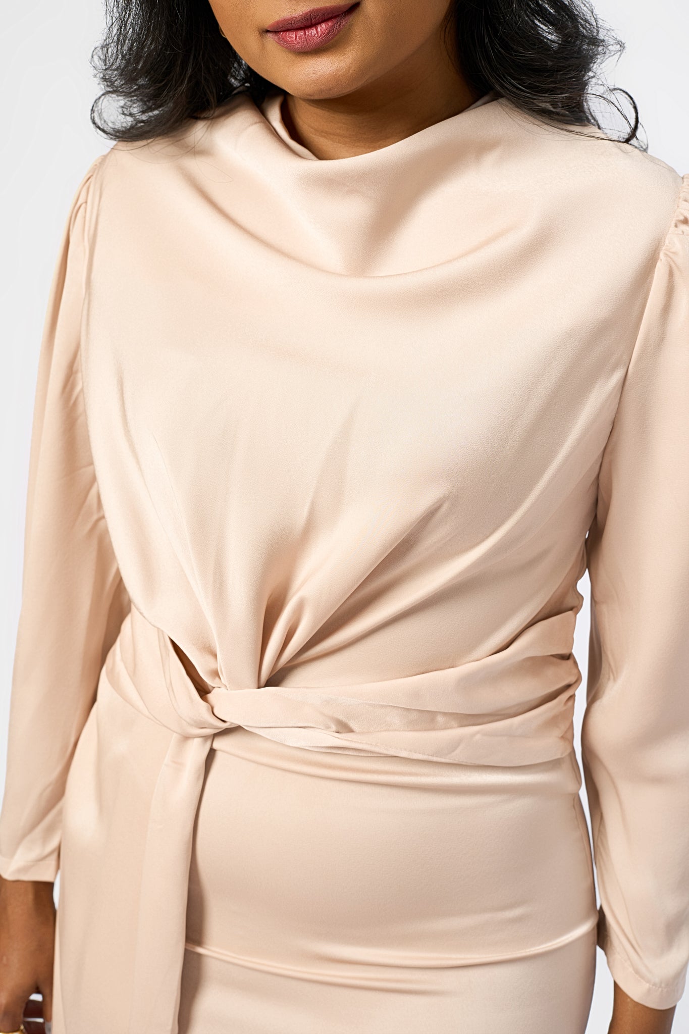 SATIN SILK HIGH SLIT DRESS