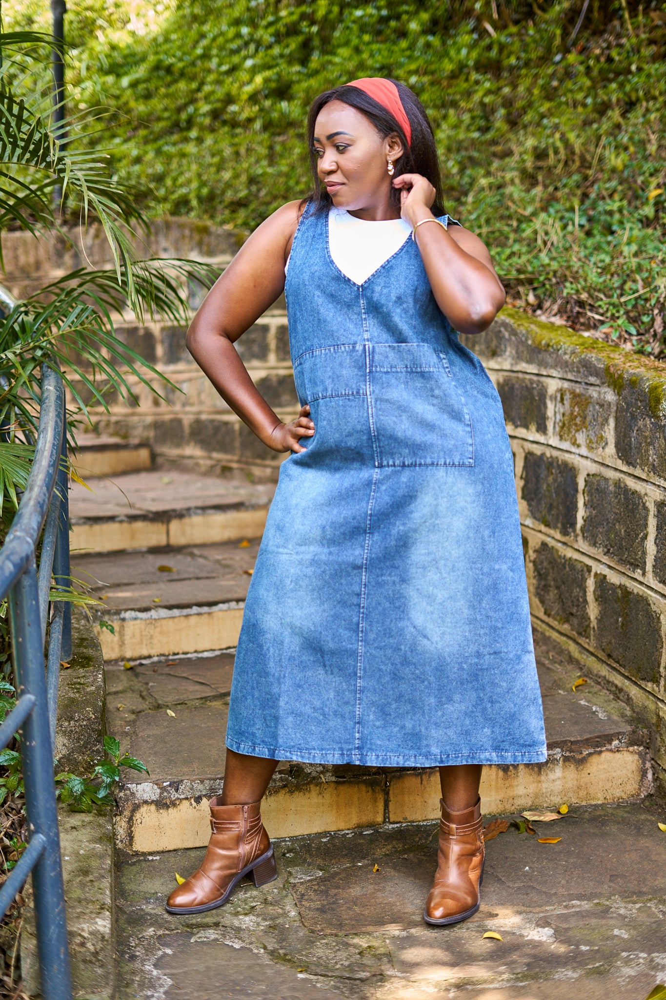 Denim Suspender Dress