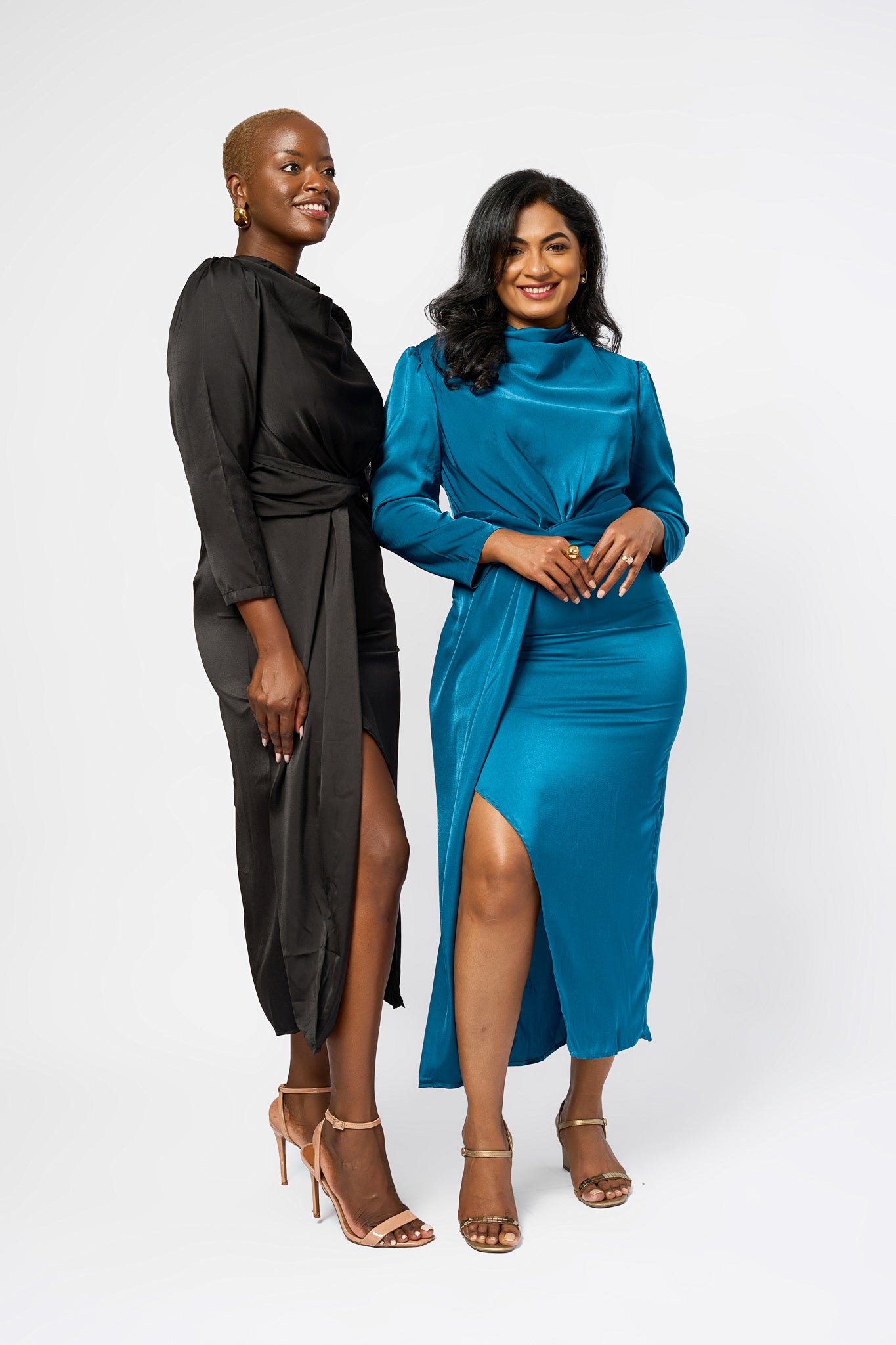 SATIN SILK HIGH SLIT DRESS