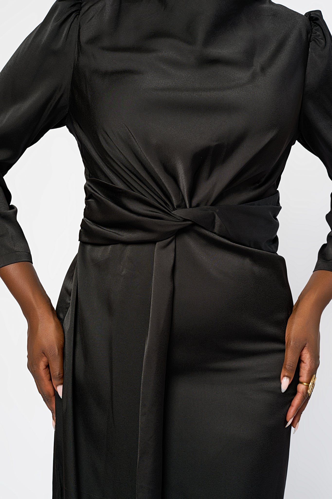 SATIN SILK HIGH SLIT DRESS